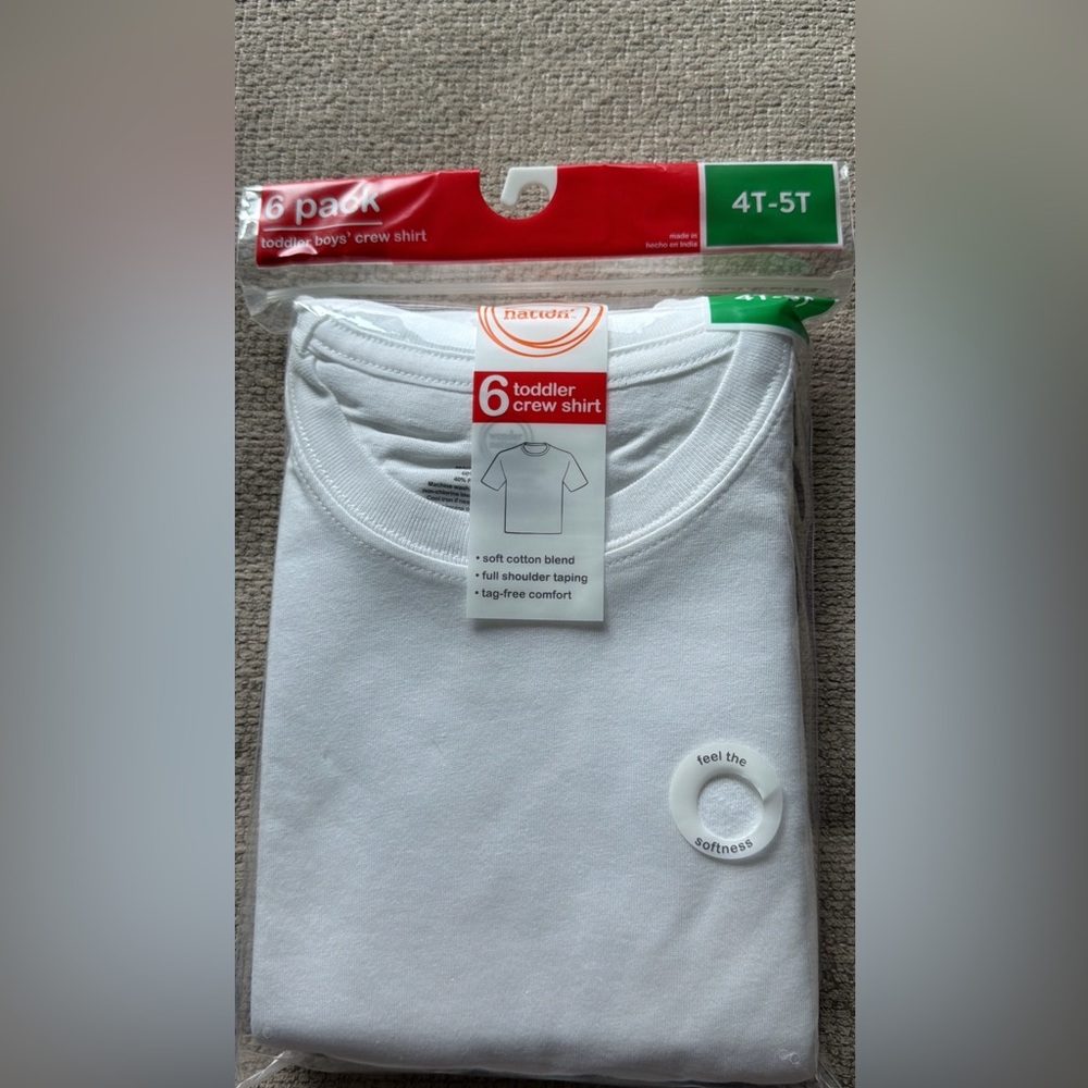 Wonder Nation White Toddler Crew Shirt 6-Pack
